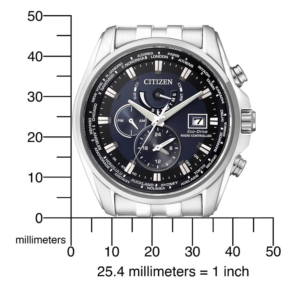 Citizen AT9030-55L นาฬิกาข้อมือผู้ชาย Eco-Drive Promaster Global Radio Controlled World Time Men's Watch