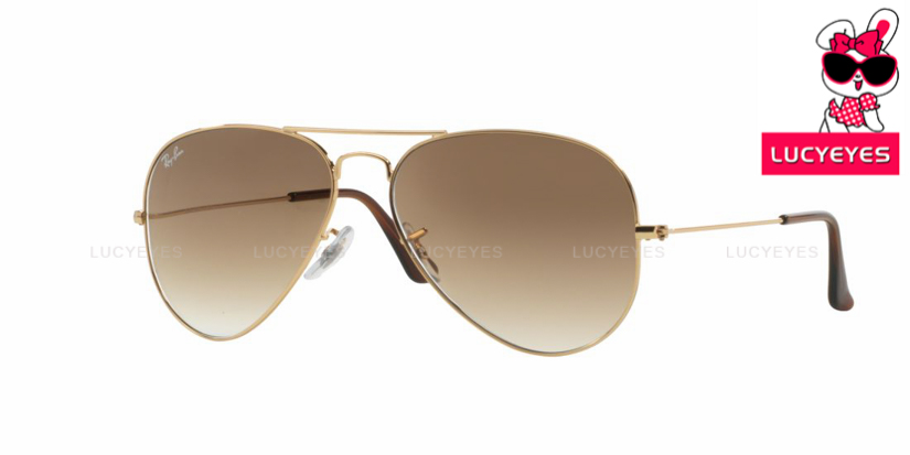 RAYBAN RB3025 001/51 AVIATOR Size 55,58,62 กรอบทอง เลนส์น้ำตาลไล่สี