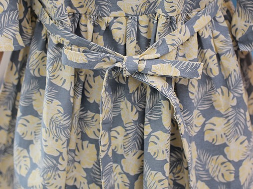 ชุดคลุมท้องเปิดให้นม ลายใบไม้ ผ้าฝ้ายเนื้อดี เปิดให้นมแนวนอน แขนผูกโบว์น่ารัก M,L,XL,XXL