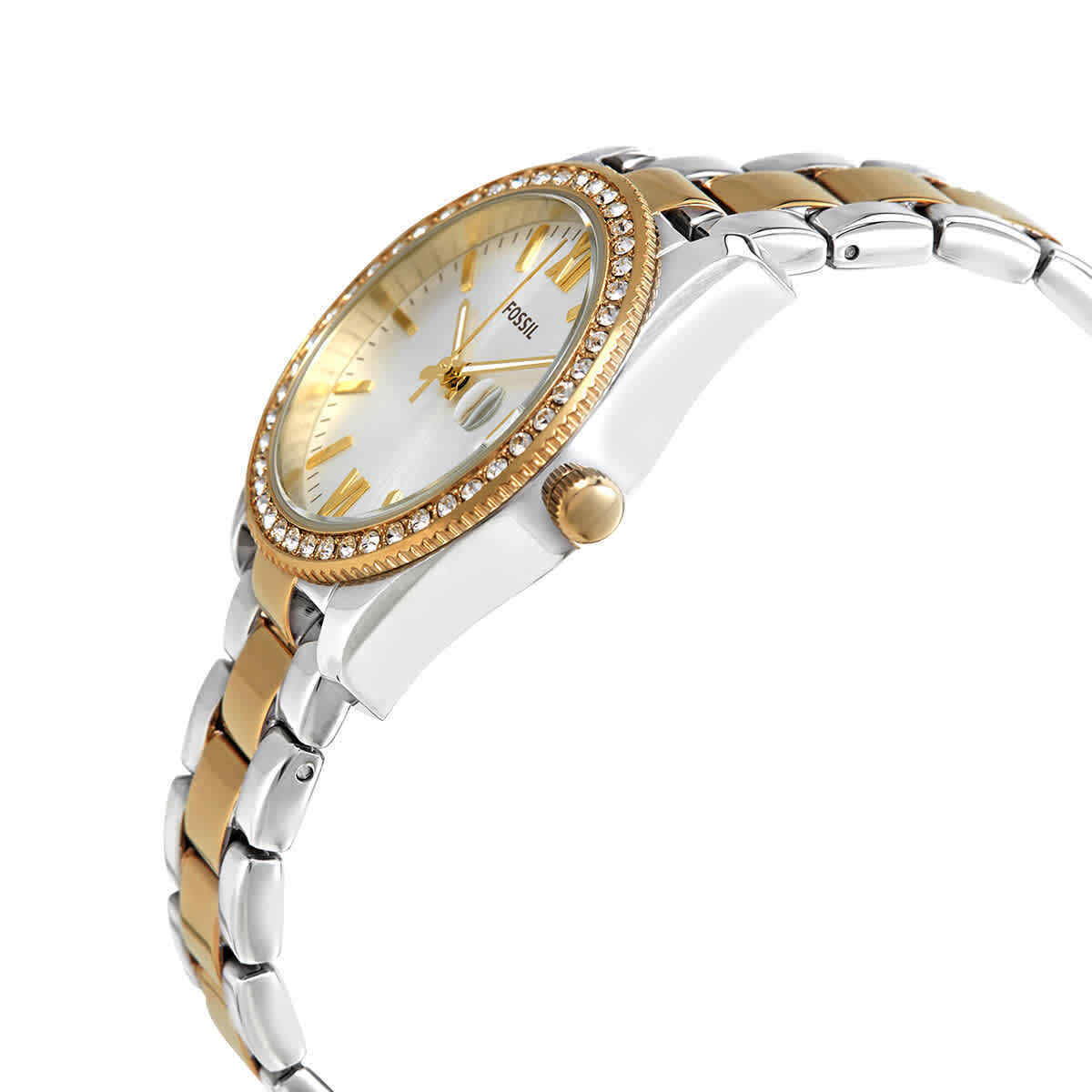 Fossil ES4319 นาฬิกาผู้หญิง Scarlette Mini Three-Hand Date Two-Tone Quartz Women's Watch