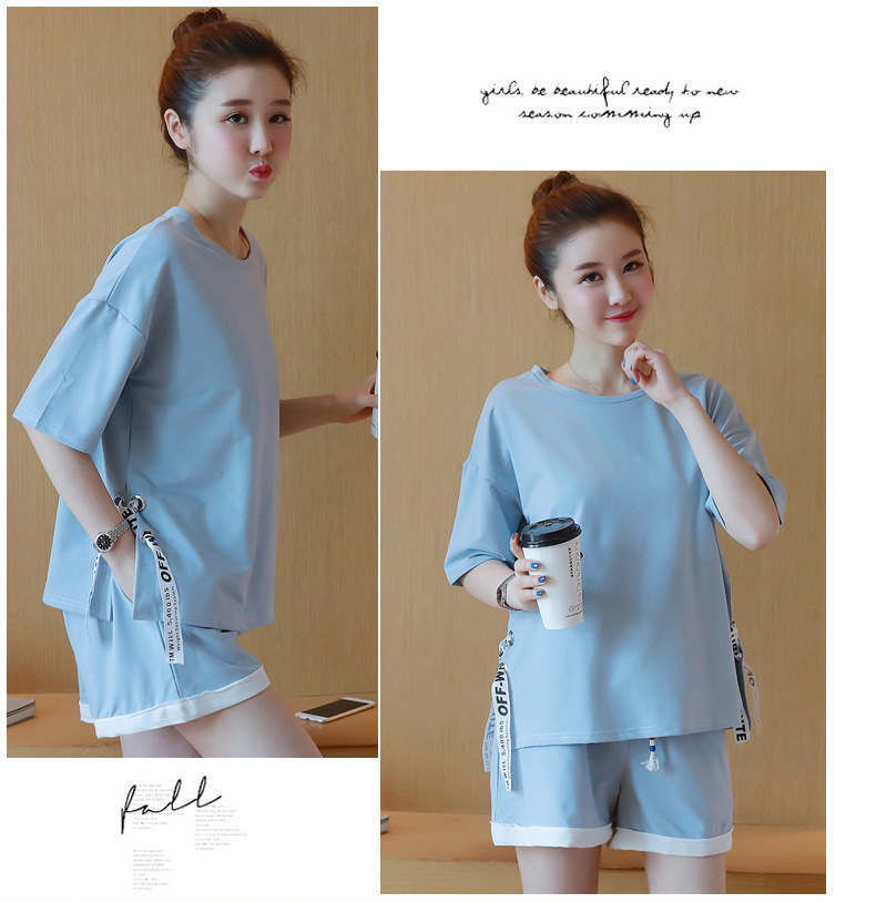 ชุดเสื้อ+กางเกงคนท้อง ผ้ายืดเนื้อดี ด้านข้างผูกด้วยเชือกสวยค่ะ กางเกงเอวต่ำปรับขนาดด้วยเชือกผูก M,L,XL,XXL