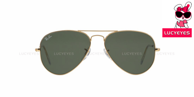 RAYBAN RB3025 L0205 AVIATOR LARGE METAL Size 58 กรอบทองเงา เลนส์ G-15 2