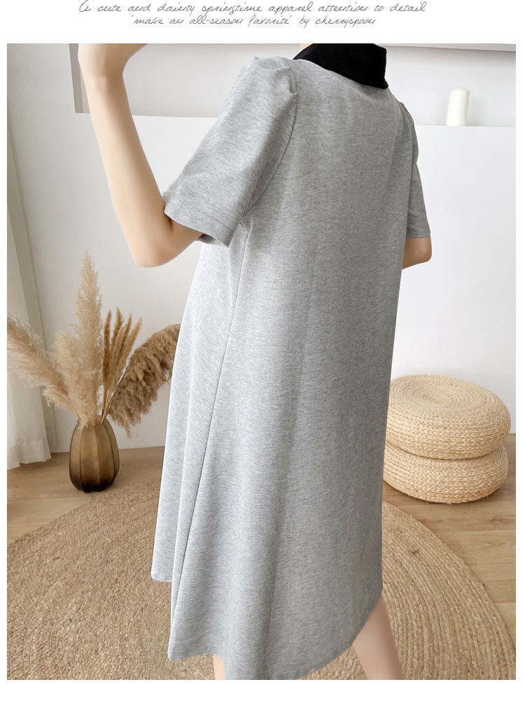 เดรสคลุมท้องแฟชั่นสบายๆ คอปก กระดุมเปิดให้นมได้ ใส่ดี ไม่ร้อน ผ้าเนื้อนิ่ม M L XL XXL