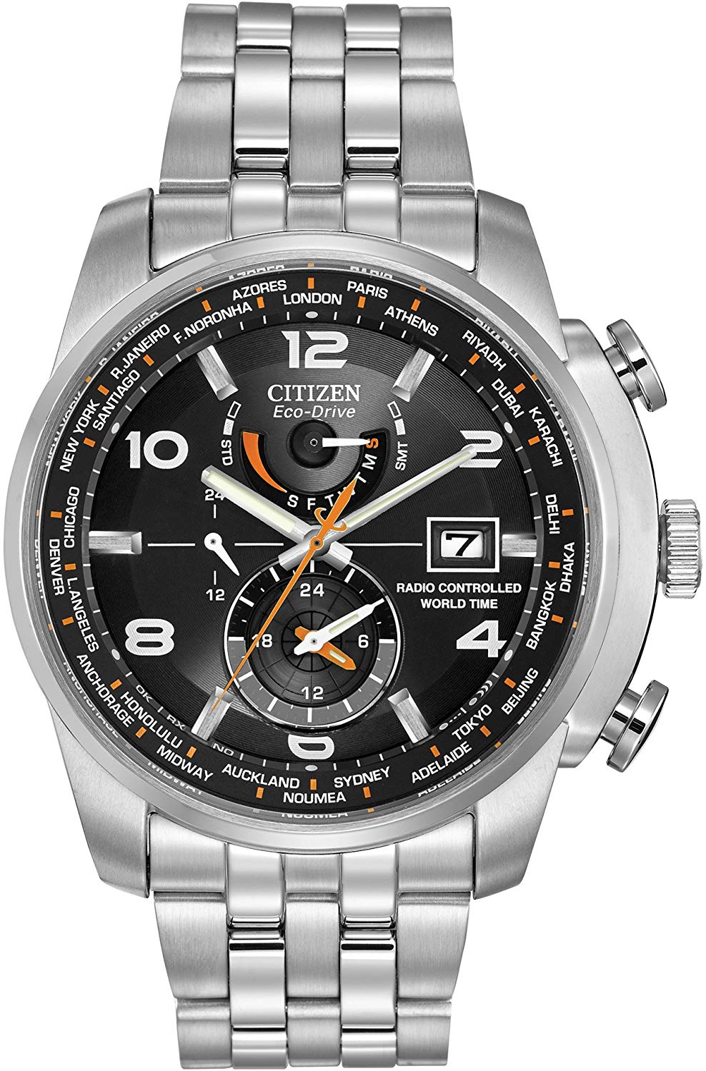 Citizen AT9010-52E นาฬิกาข้อมือผู้ชาย Eco-Drive Global Radio Controlled AT World Time Men's Watch
