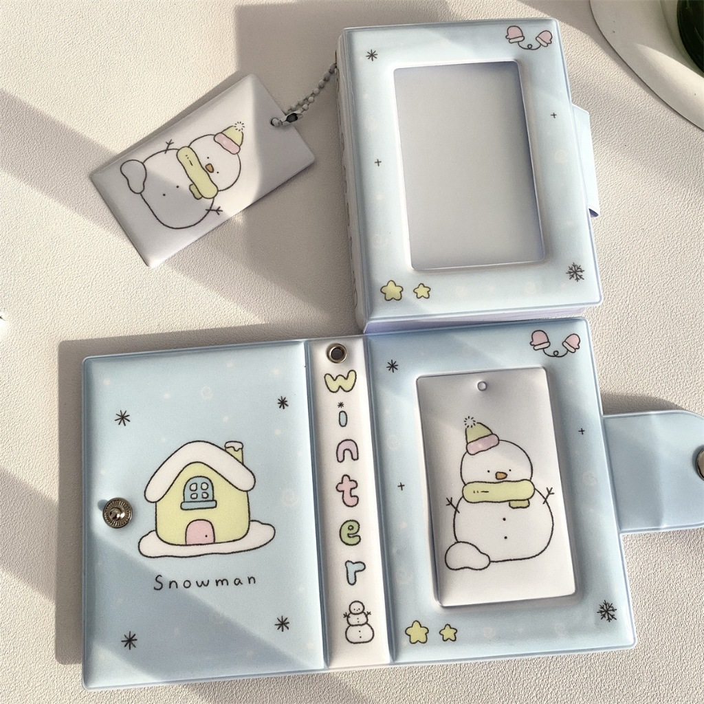 อัลบั้มใส่การ์ด ลายหิมะ สีฟ้า แฟ้มใส่การ์ด Photocard สมุดอัลบั้มรูปโพลารอยด์ ขนาด 10 ซม. สไตล์เกาหลี