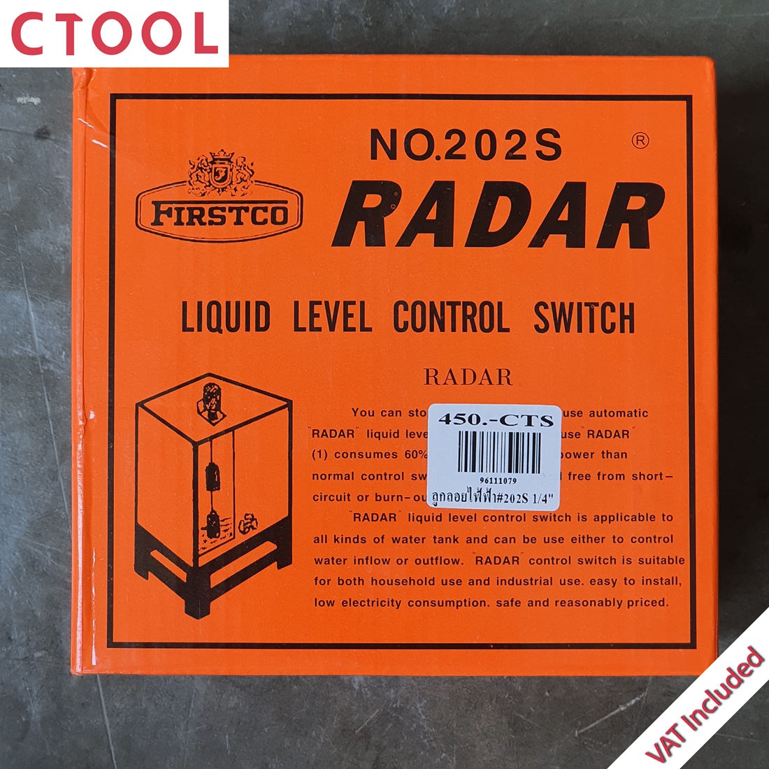 ลูกลอย ไฟฟ้า กระบอก 202S 1/4 นิ้ว Radar ของแท้ - Authentic Auto Liquid Level Control Switch - ซีทูล Ctoolhardware