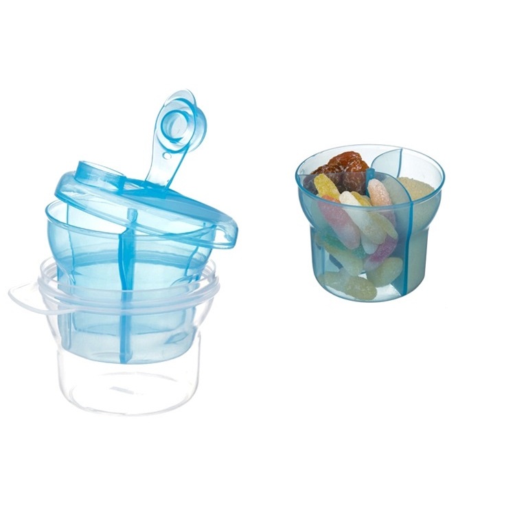 กล่องสามช่อง กล่องใส่ขนม กล่องนมผงหมุนได้สามช่อง