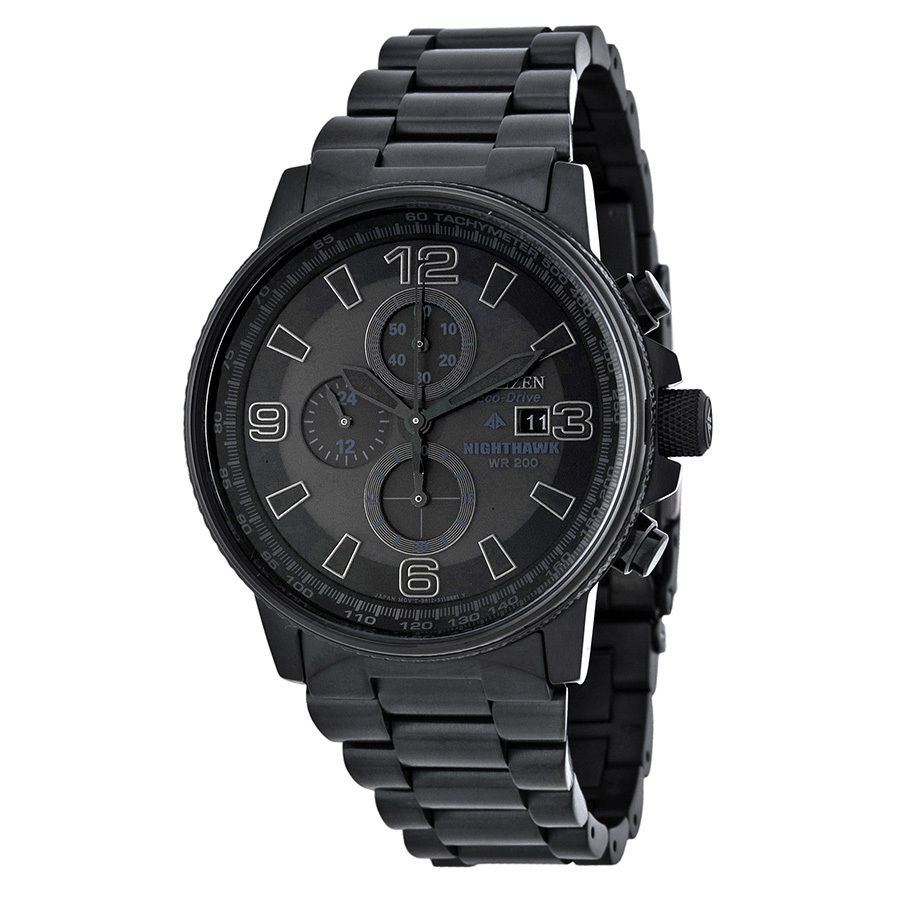Citizen CA0295-58E นาฬิกาข้อมือผู้ชาย Eco-Drive Promaster Nighthawk Chronograph Stealth Black Men's Watch