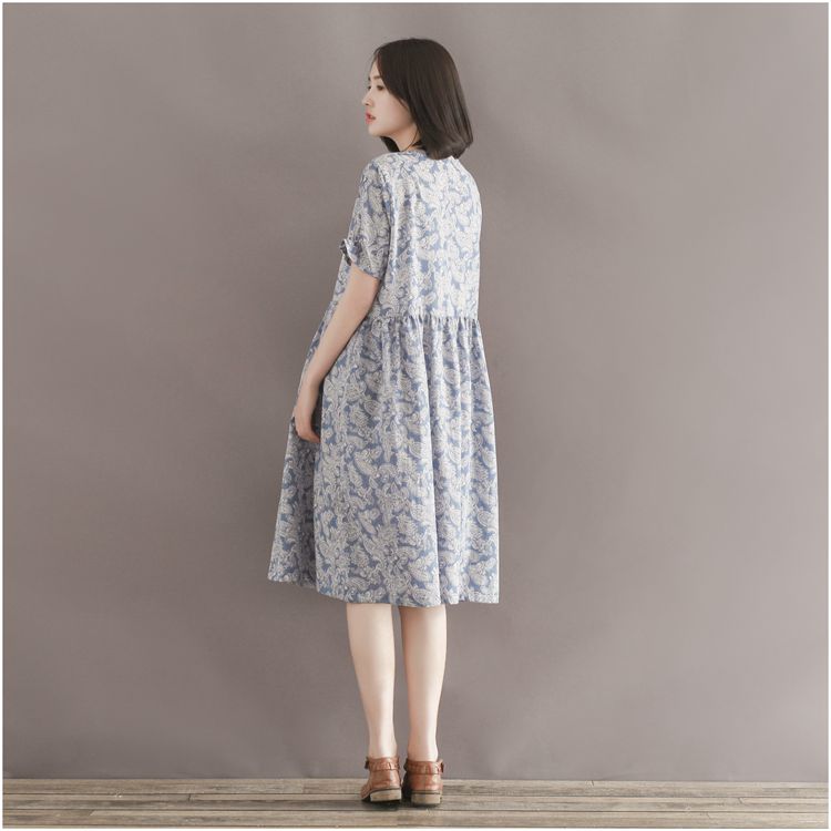 ชุดคลุมท้อง ลายวิเทจ ผ้าชีฟอง น่ารัก ใส่บาย มีซับใน M,L,XL,XXL