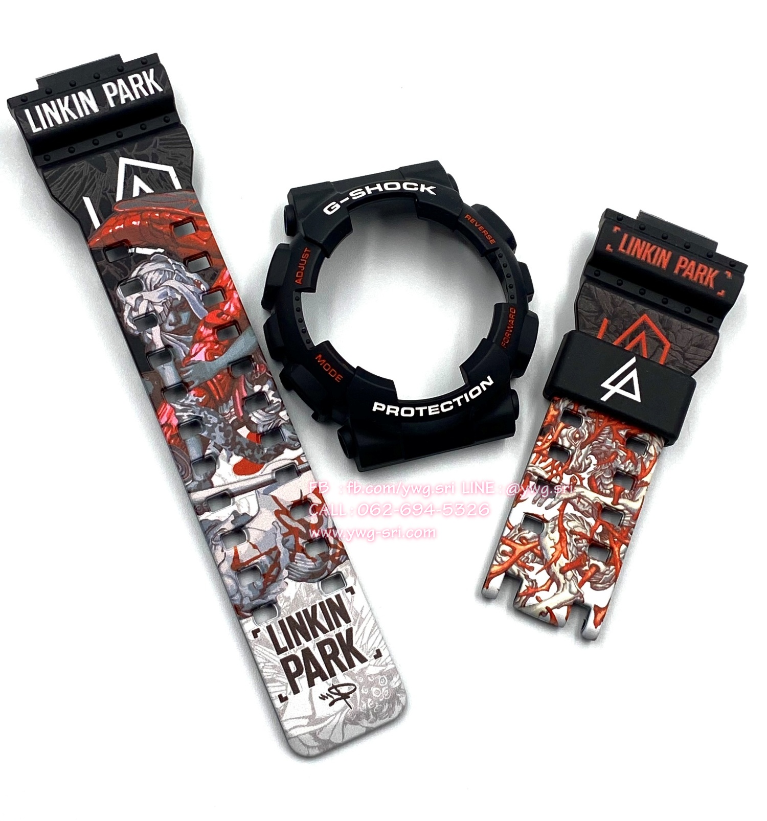 กรอบสาย G-SHOCK แท้✅ สีดำด้าน สกรีนลาย LINKIN PARK ใส่ได้กับรุ่น GA-100 ,GA-110 ,GA-120 ,GA-140 ,GAX-100 ,GD-100 ,GD-120