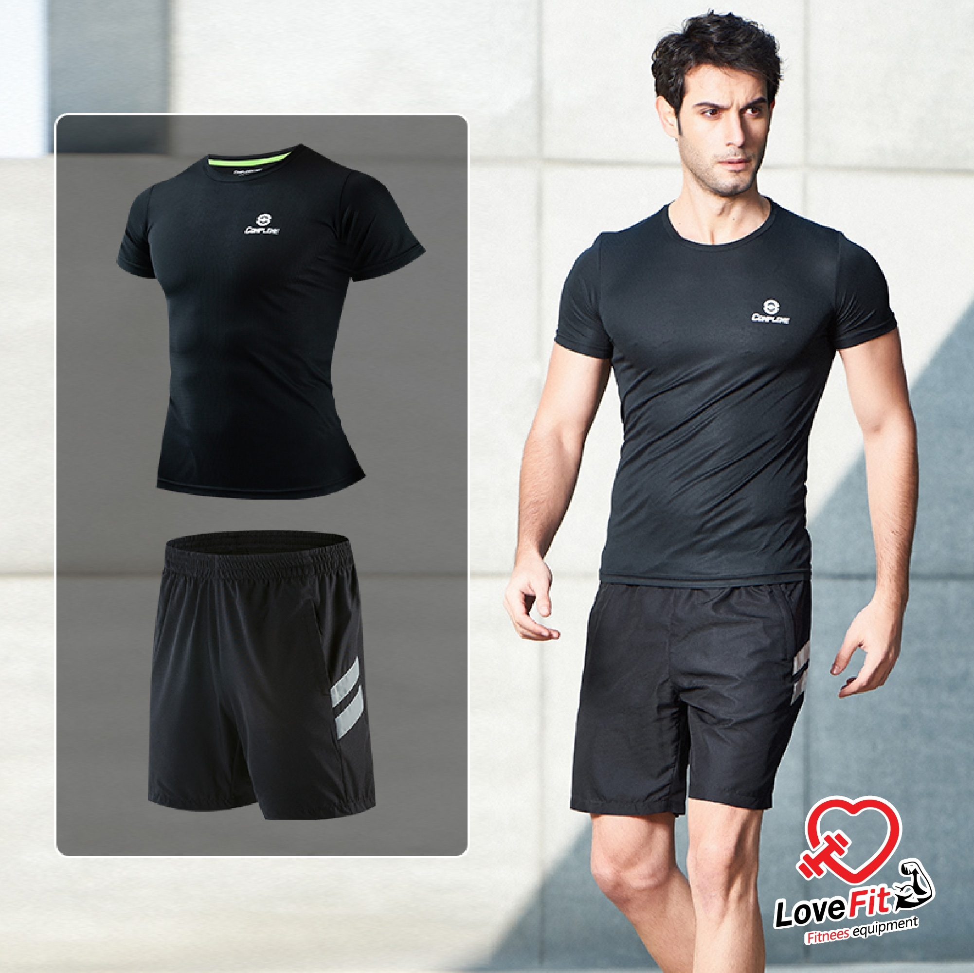 เสื้อออกกำลังกายผู้ชาย+กางเกงออกกำลังกายผู้ชาย ทรงสวยใส่สบาย ยี่ห้อCompleme