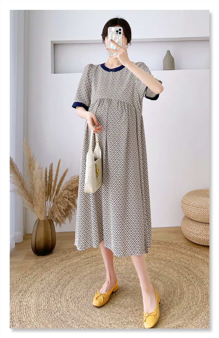 เดรสคลุมท้องแฟชั่นเกาหลี ทรงปล่อย ใส่สบายๆ เนื้อผ้าดี ไม่ต้องรีด ลายสวย เรียบหรูดูดีมากค่ะ M L XL XXL