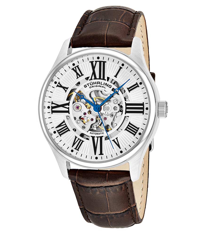 Stuhrling Original 747.01 นาฬิกาผู้ชาย Stuhrling Original รุ่น 747.01, Atrium Automatic Skeleton Leather Strap Men's Watch