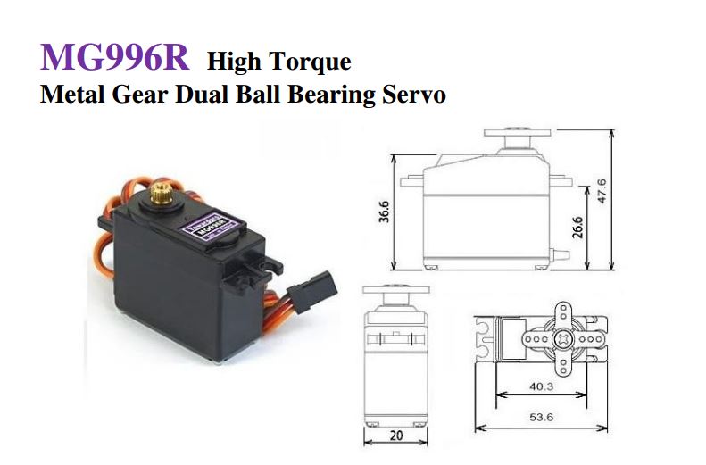 MG996R High Torque Servo Tower Pro MG996R เฟืองโลหะ 360 องศา