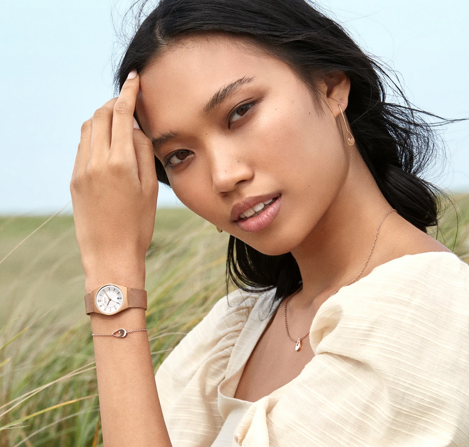 Skagen SKW3035 นาฬิกาผู้หญิง Grenen Lille Rose Gold Quartz Women's Watch