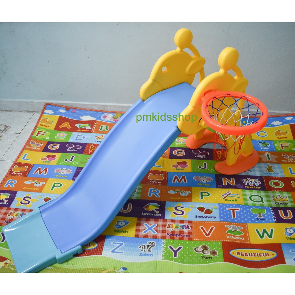 สไลเดอร์ยีราฟ + แป้นบาสพร้อมลูกบอล + ที่สูบลม