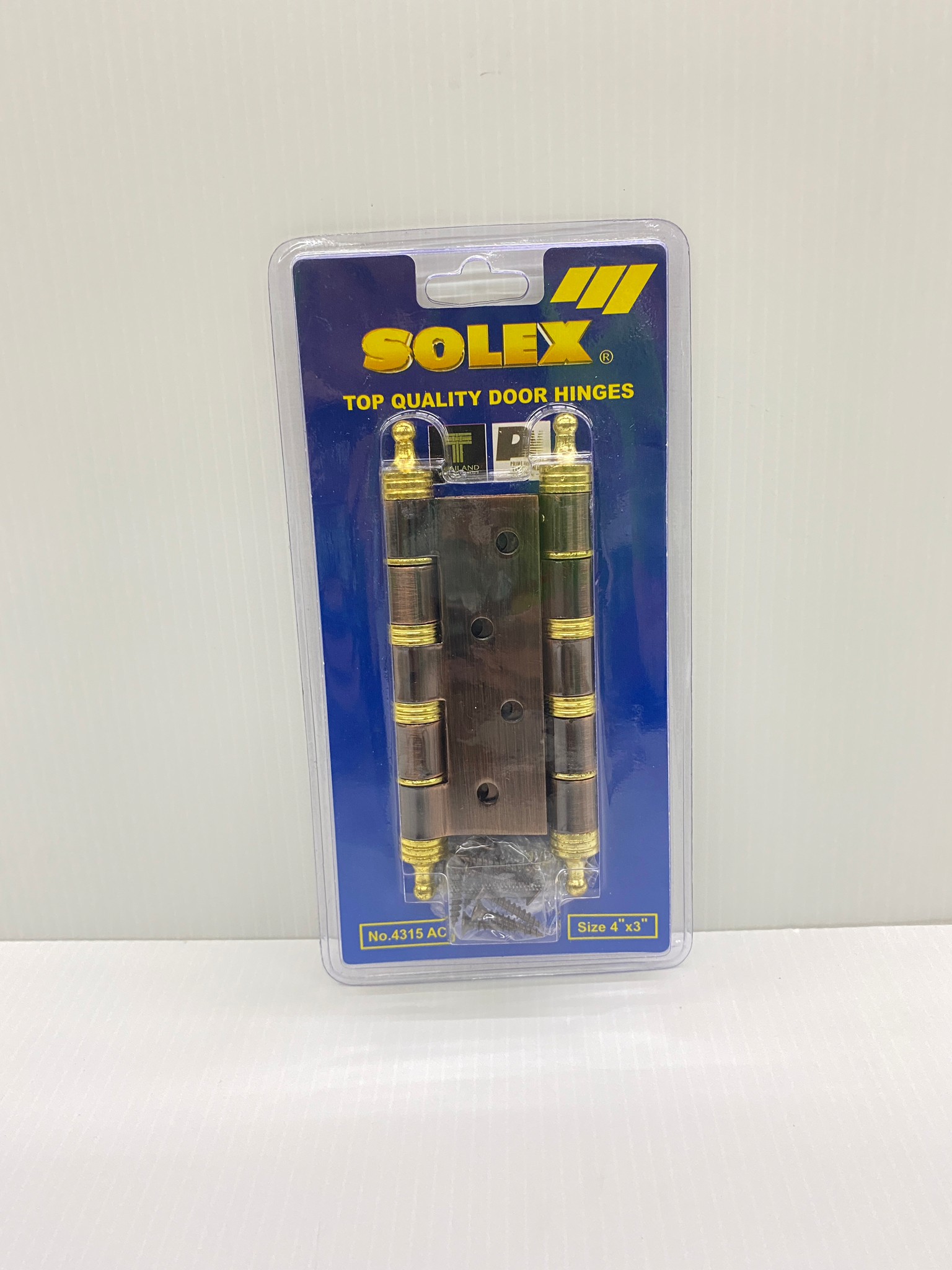 SOLEX บานพับประตู แกนใหญ่ (มีจุก) No.4315 ACB (แพ็ค 2 ชิ้น) สีทองแดงรมดำ ลูกปืนหัวตัด 4 x3 นิ้ว