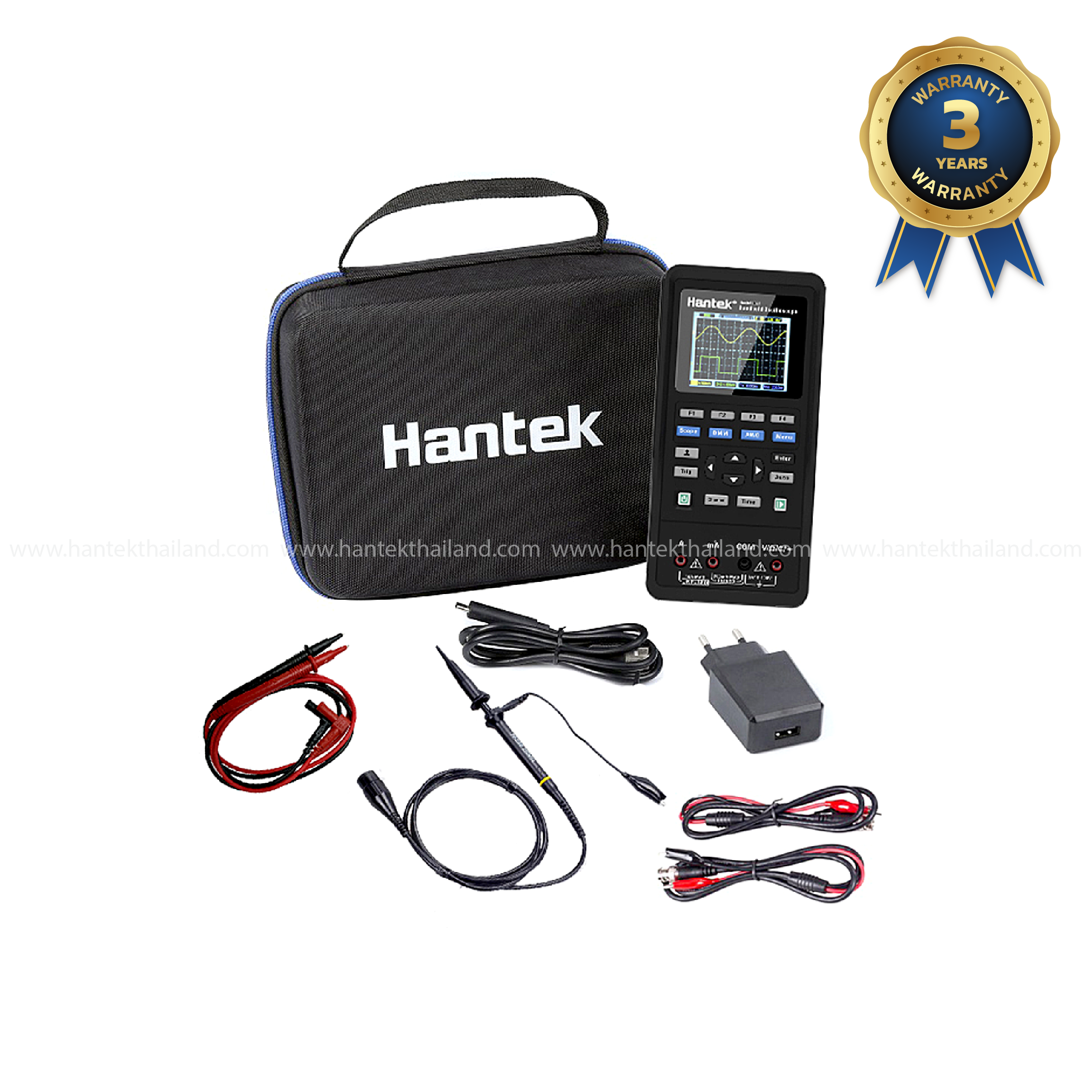 Hantek 2D42 ออสซิลโลสโคปขนาดเล็กแบบพกพาขนาด 40 MHz 2 ช่อง + ฟังก์ชันเจนเนอเรเตอร์ + ดิจิตอลมัลติมิเตอร์