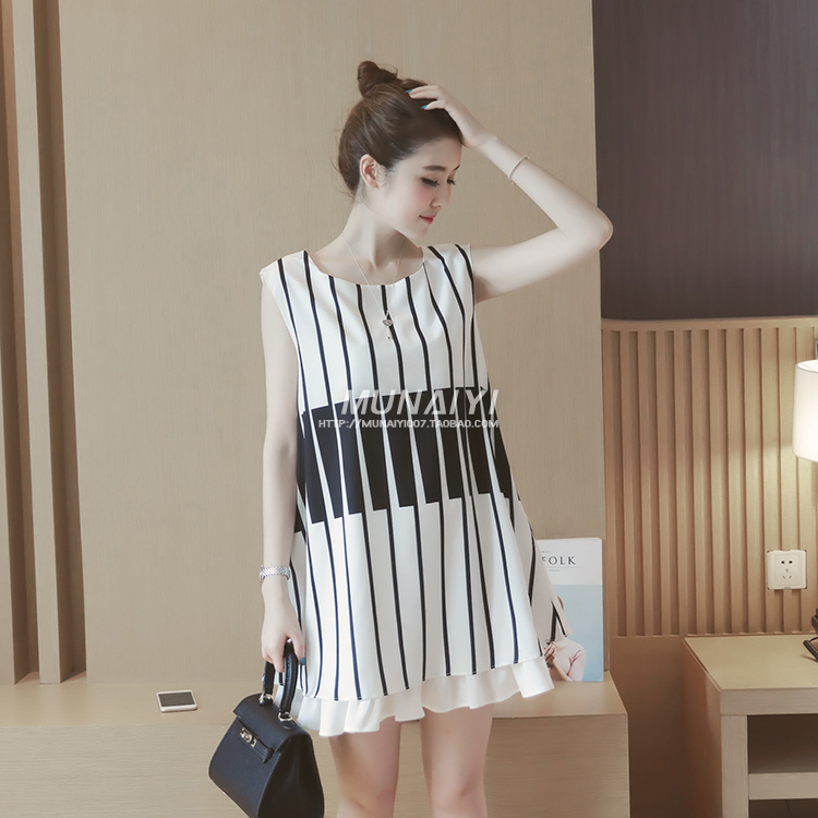 ชุดคลุมท้อง ลายเปียโน โบว์หลังเพิ่มความน่ารัก M,L,XL,XXL