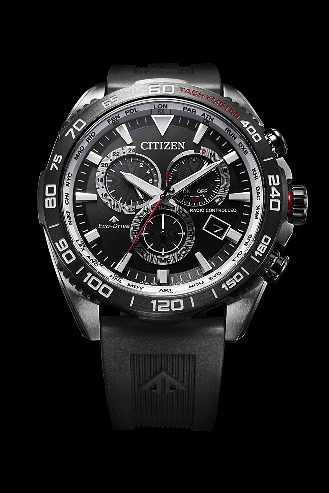Citizen CB5036-10X นาฬิกาผู้ชาย Promaster Land Eco-Drive Global Radio-Controlled Perpetual Calendar Chronograph Men's Watch