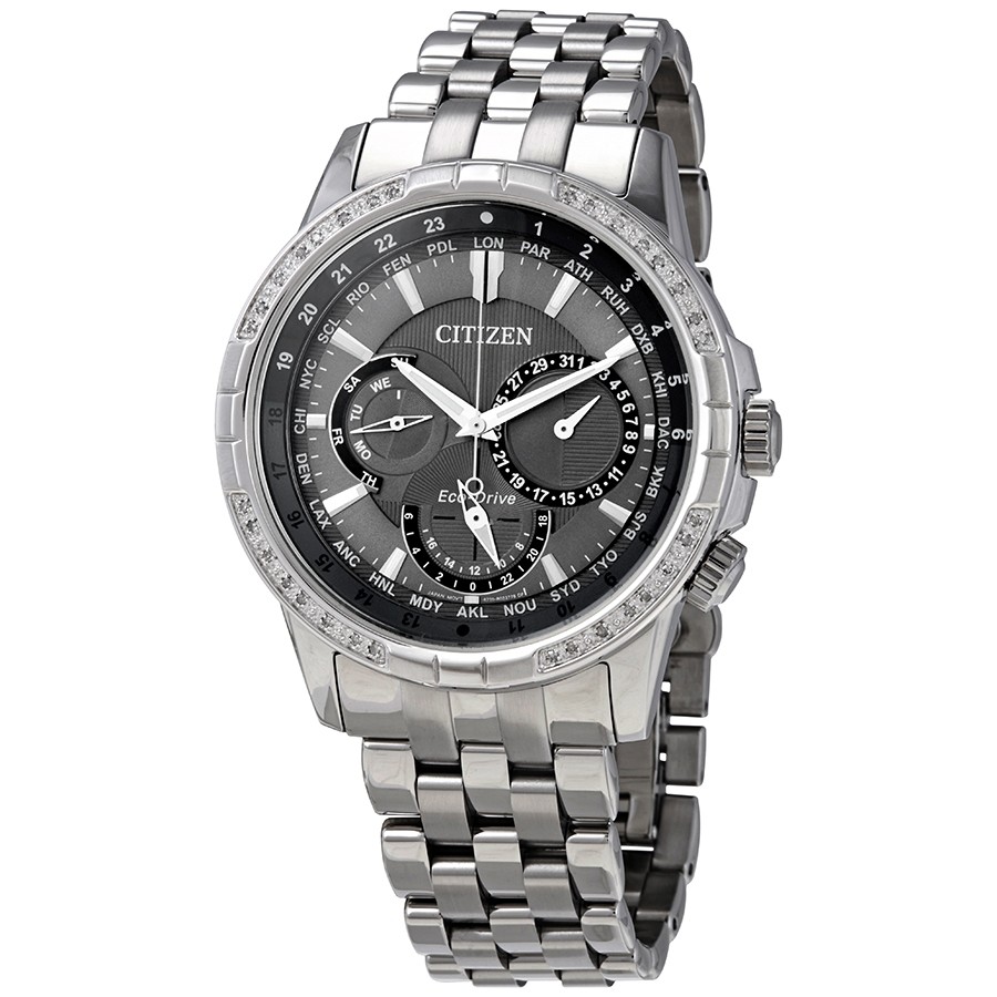Citizen BU2080-51H นาฬิกาผู้ชาย Eco-Drive Calendrier World Time Men's Watch