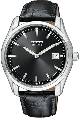 Citizen AU1040-08E นาฬิกาข้อมือผู้ชาย Eco-Drive Black Leather Men's Watch