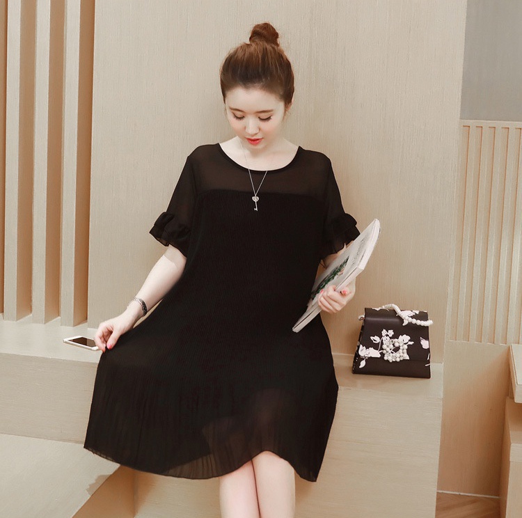 ชุดคลุมท้อง ผ้าชีฟอง ช่วงบนเป็นซีทรู ตัวชุดอัดพรีท น่ารักค่ะ S,M,L,XL,2XL,3XL