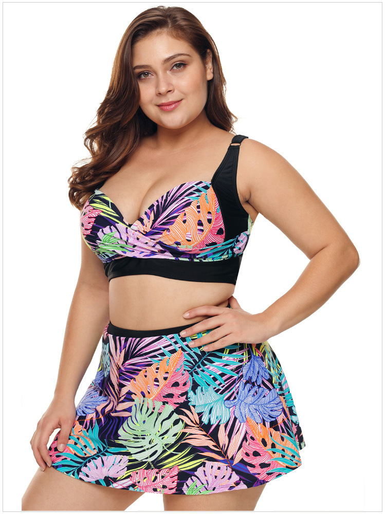 ชุดว่ายน้ำทูพีชคนอ้วน พร้อมส่ง 3xl :ชุดว่ายน้ำไซส์ใหญ่สีดำแต่งลายใบไม้หลากสี กระโปรงติดบิกินี่ด้านในสีสันสดใสแบบสวย sexyมากๆจ้า:รอบอก46-58นิ้ว เอว40-50นิ้ว สะโพก44-58นิ้ว