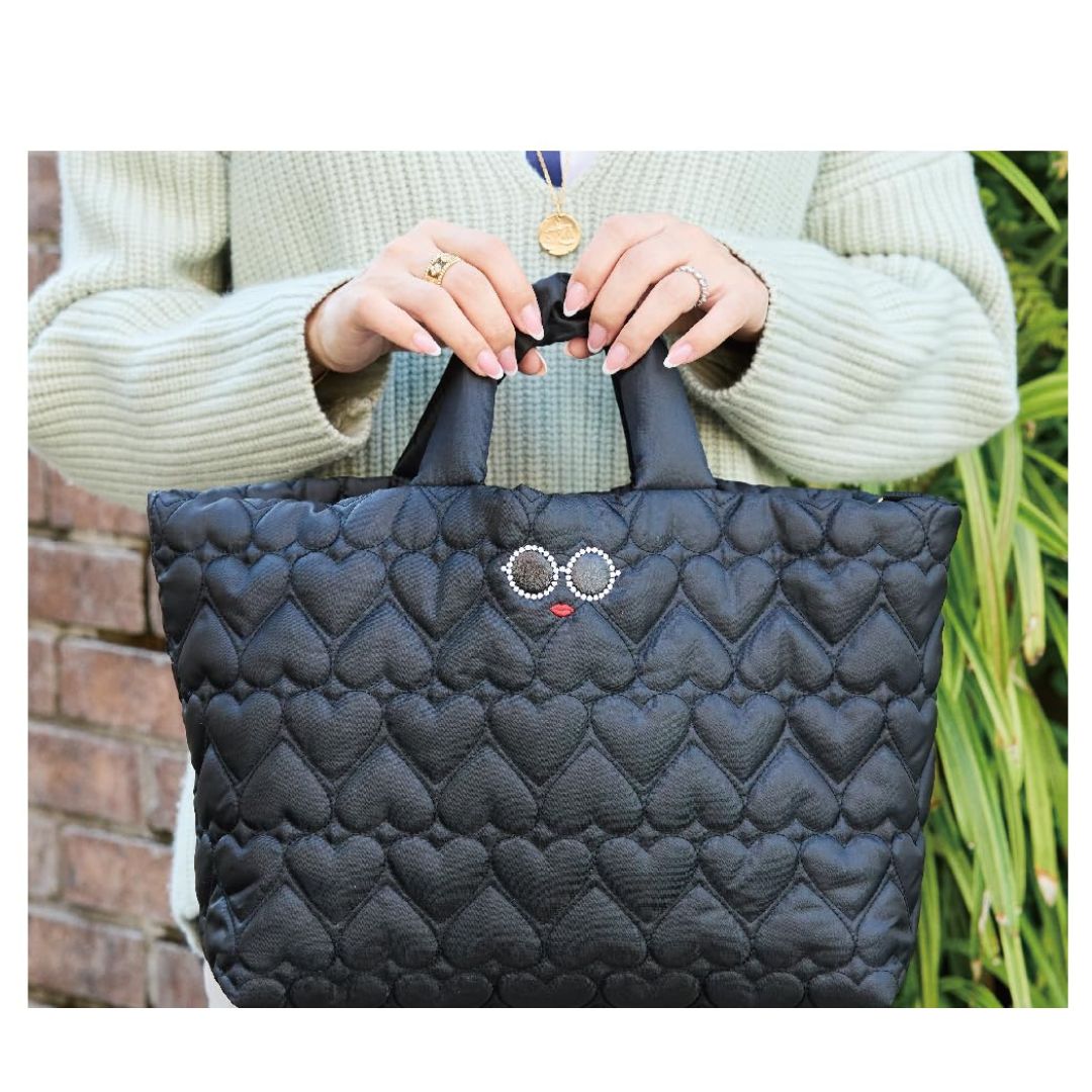 [PRE-ORDER] กระเป๋า a-jolie 3WAY HEART QUILTING BAG กระเป๋าผ้าควิลท์ สีดำ ลายรูปหัวใจ Size 24.5 x 45 x 10 cm นำเข้าจากญี่ปุ่น ajolieアジョリー バッグ