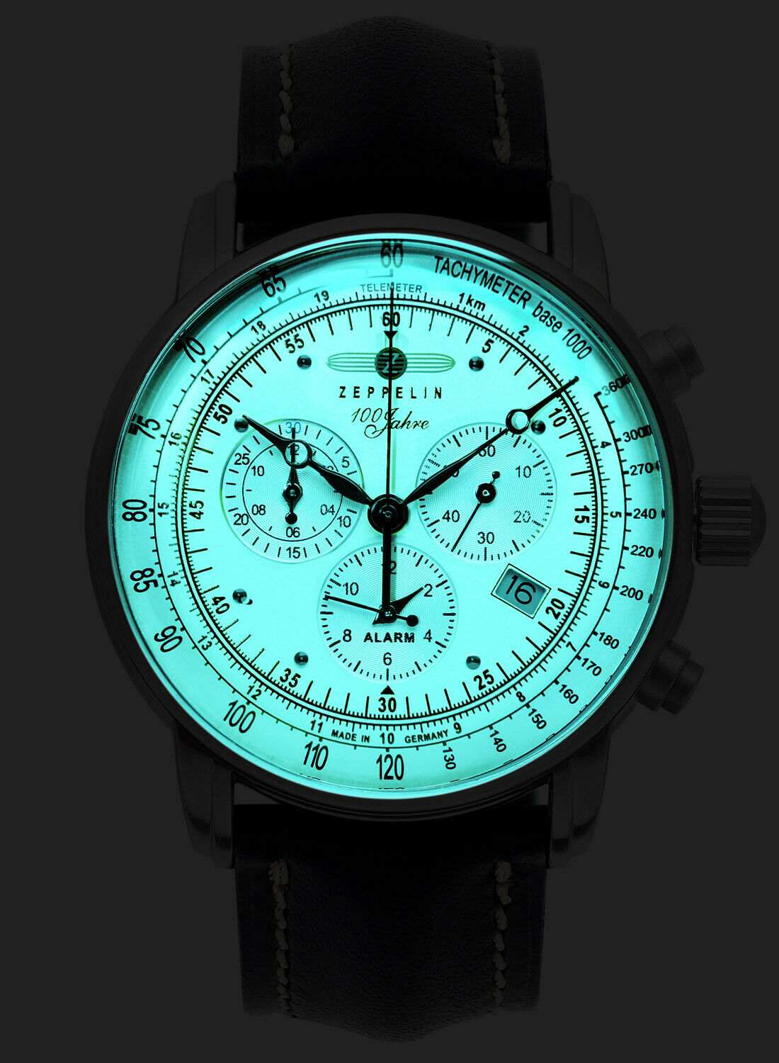 Zeppelin 8680-3 นาฬิกาผู้ชาย Series 100 Years Chronograph Quartz Men's Watch Made In Germany
