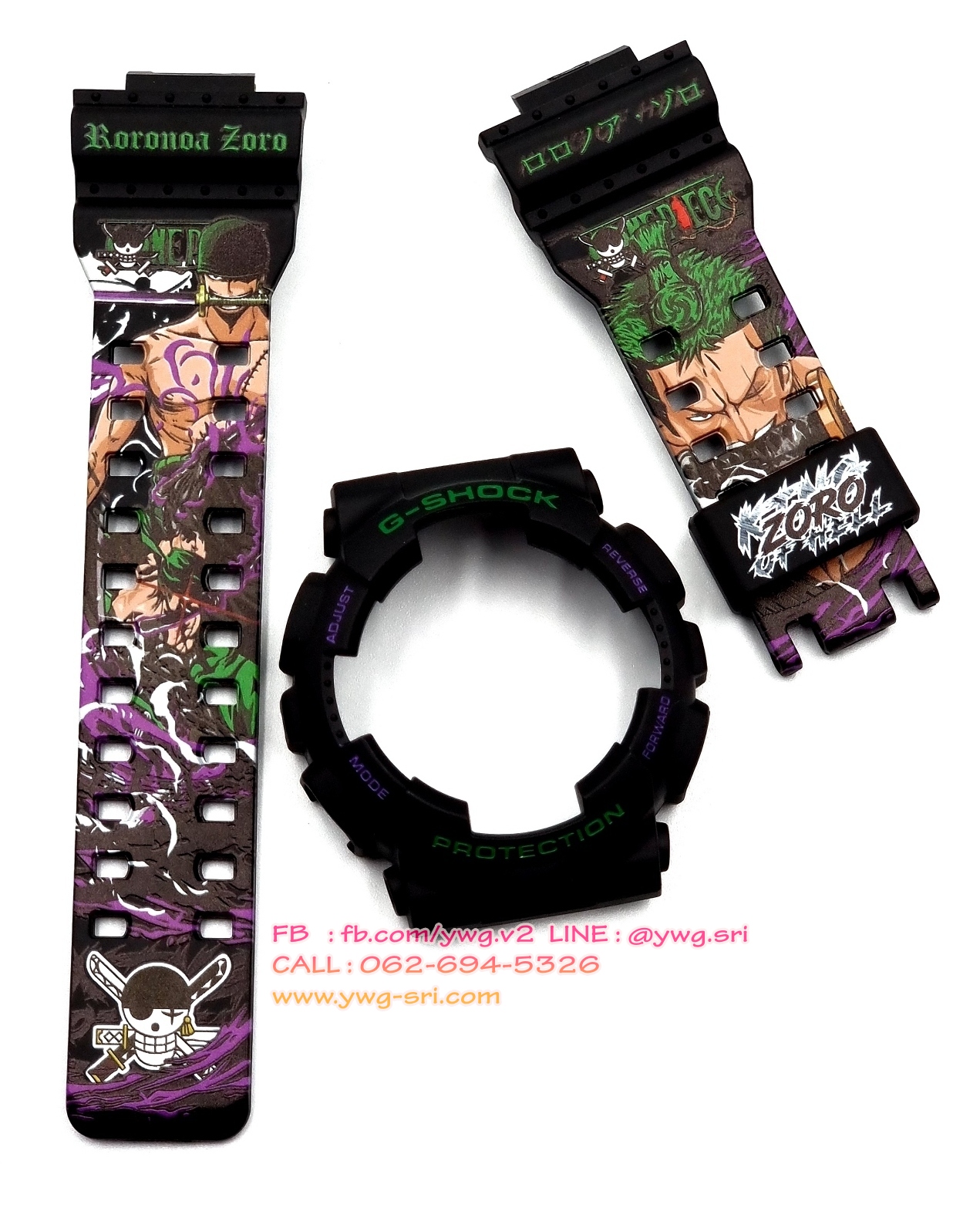กรอบสาย G-SHOCK แท้✅ สีดำด้าน สกรีนลาย One Piece Zoro ใส่ได้กับรุ่น GA-100 ,GA-110 ,GA-120 ,GA-140 ,GAX-100 ,GD-100 ,GD-120