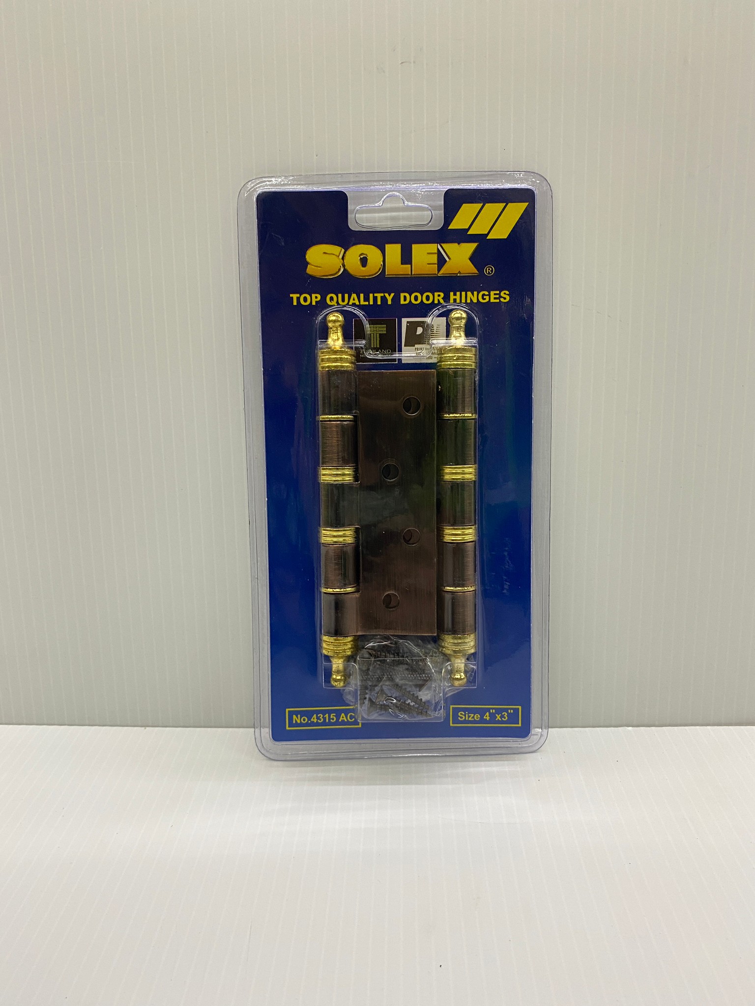 SOLEX บานพับประตู แกนใหญ่ (มีจุก) No.4315 ACB (แพ็ค 2 ชิ้น) สีทองแดงรมดำ ลูกปืนหัวตัด 4 x3 นิ้ว
