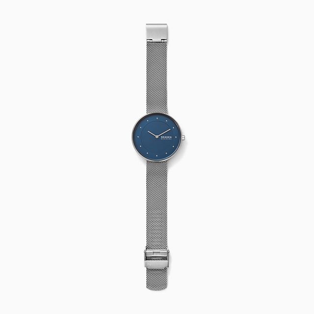 Skagen SKW2809 นาฬิกาผู้หญิง Gitte Silver-Tone Steel-Mesh Quartz Women's Watch