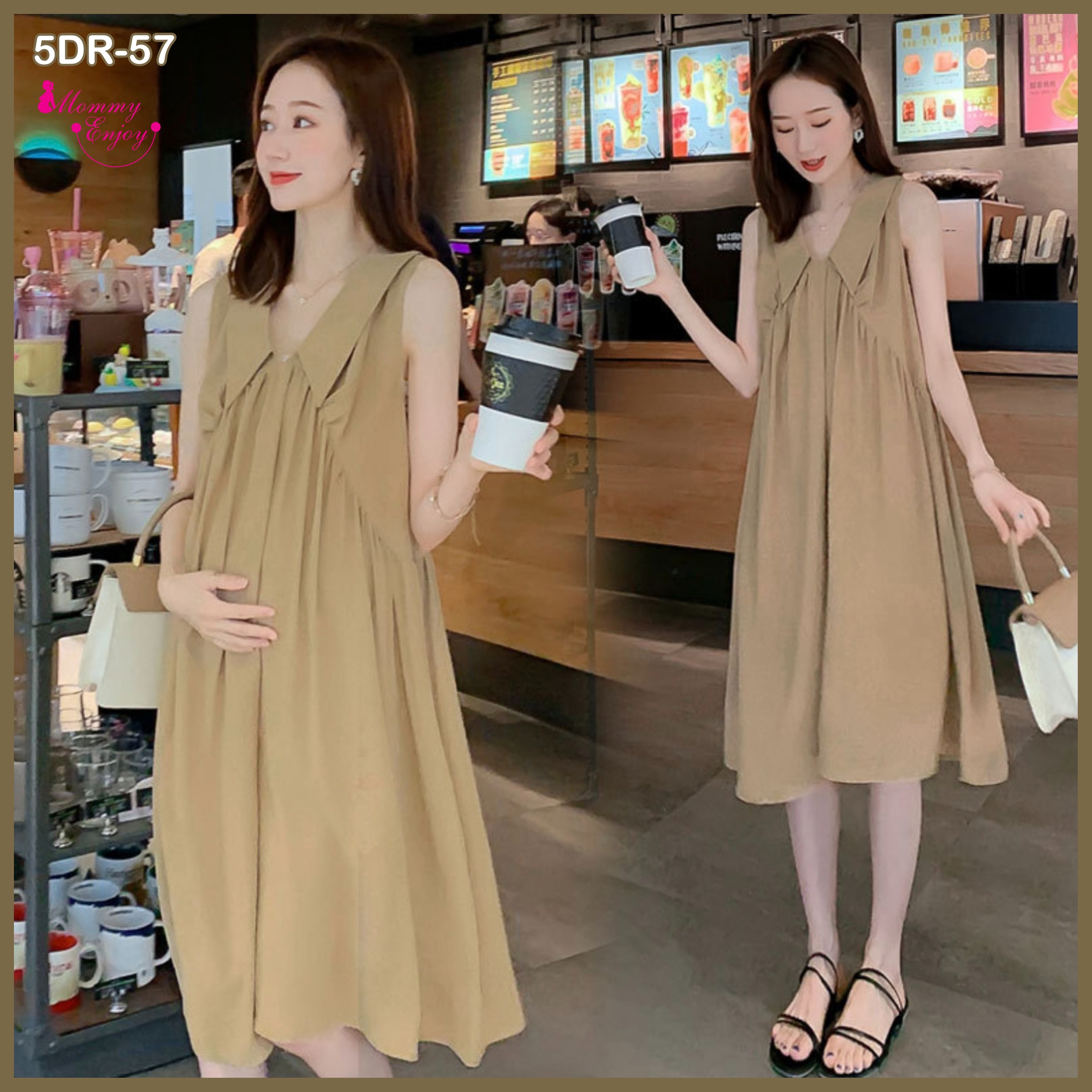 เดรสคลุมท้องแฟชั่นสบายๆ ผ้าชีฟองดูหรูมาก สไตล์เกาหลีสุดๆ แขนกุดปกใหญ่ ใส่ได้หลายโอกาสมากค่ะ M L XL XXL