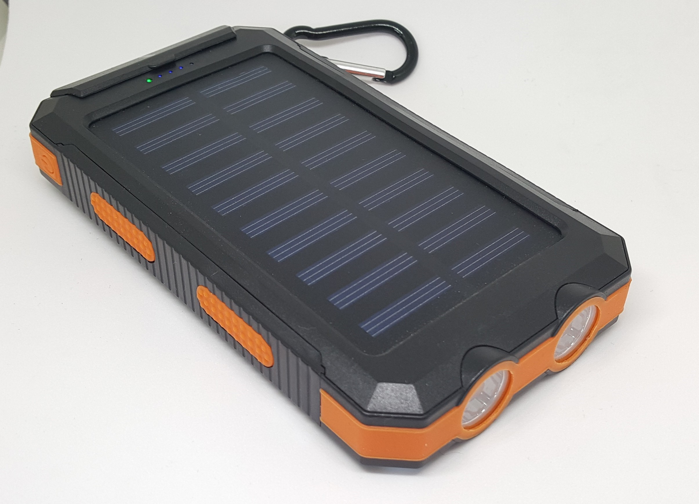 แบตสำรองโซล่าเซลล์ 50,000 mAh รุ่นมีขอเกี่ยวกระเป๋า สีส้ม