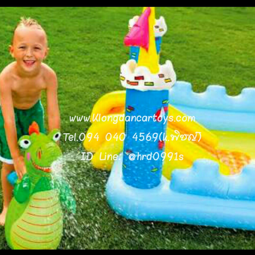 สวนสนุกปราสาทอัศวินINTEX (มีสไลเดอร์, ไดโนเสาพ่นน้ำ, มีโล้และดาบ) ขนาด185×152×107 CM.