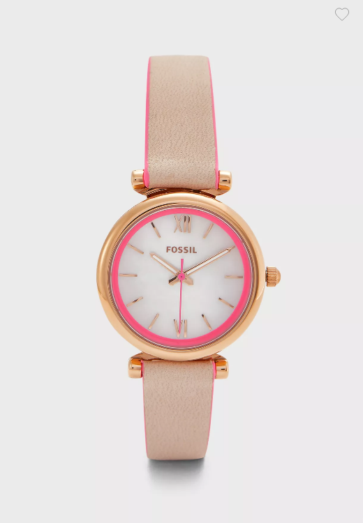 Fossil ES4833 นาฬิกาผู้หญิง Carlie Mini Three-Hand Nude Leather Women's Watch