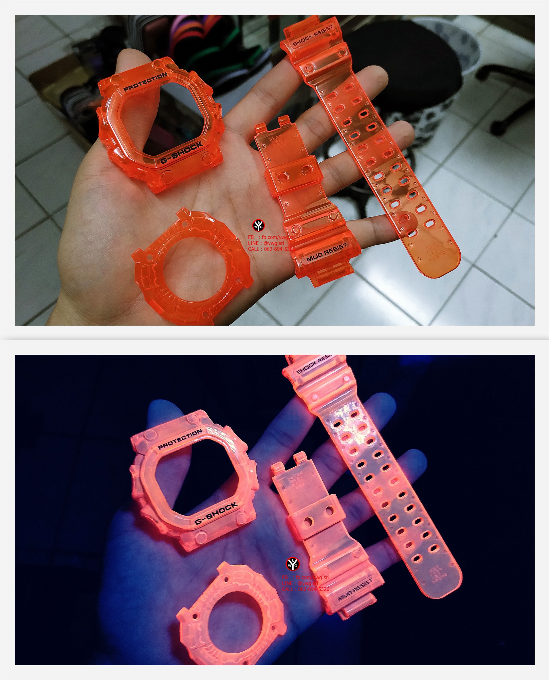 กรอบสาย(ใส) G-SHOCK สีส้มสะท้อนแสง ใส่ได้รับรุ่น GX-56