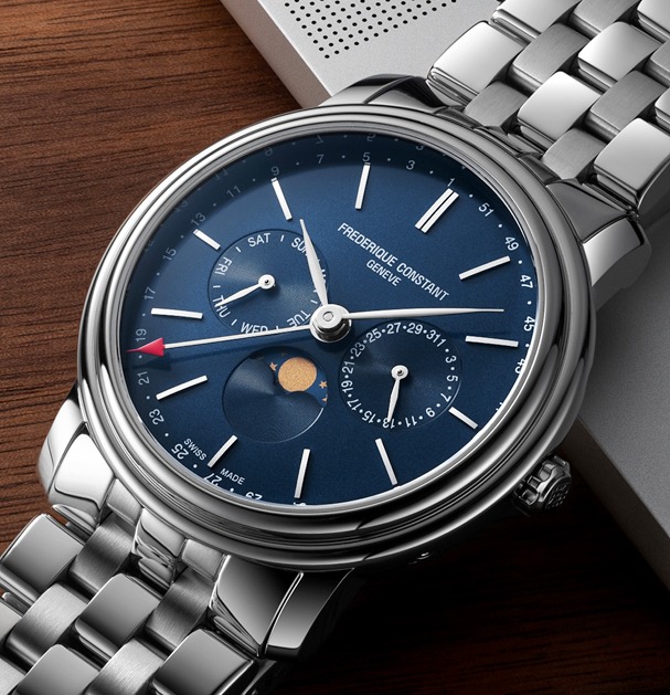 Frederique Constant FC-270N4P6B นาฬิกาผู้ชาย Moonphase Classics Index Business Timer Men's Watch