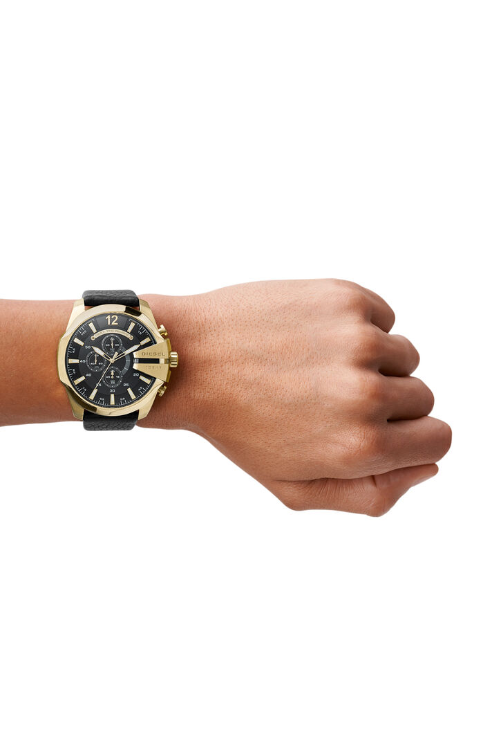 Diesel DZ4344 นาฬิกาผู้ชาย Diesel รุ่น DZ4344, Mega Chief Black Leather Men's Watch