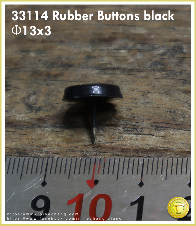 33114 Rubber Buttons black Φ13x3
