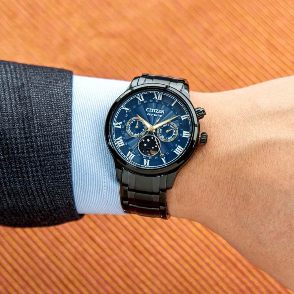 Citizen AP1055-87L นาฬิกาผู้ชาย Eco-Drive Moon Phase Made in Japan Men's Watch