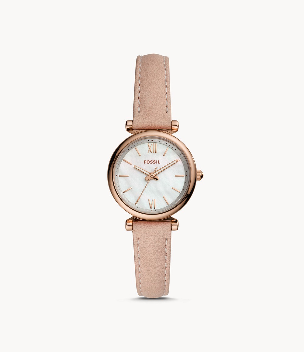 Fossil ES4699 นาฬิกาผู้หญิง Carlie Mini Three-Hand Blush Leather Women's Watch