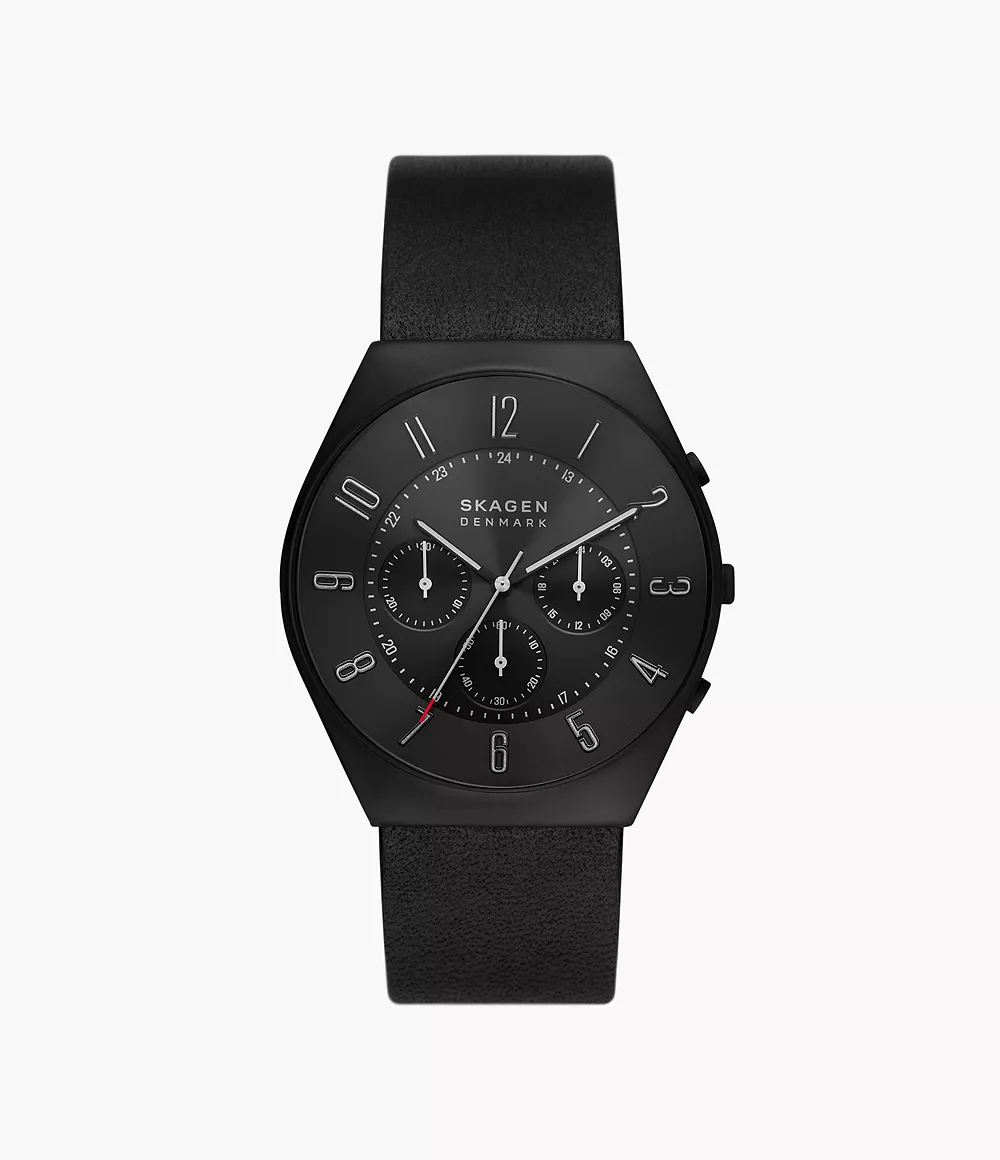 Skagen SKW6843 นาฬิกาผู้ชาย Grenen Chronograph Midnight Leather Men's Watch