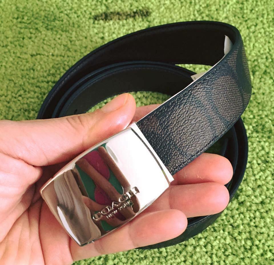 เข็มขัดผู้ชาย Coach 64828 men signature brown belt