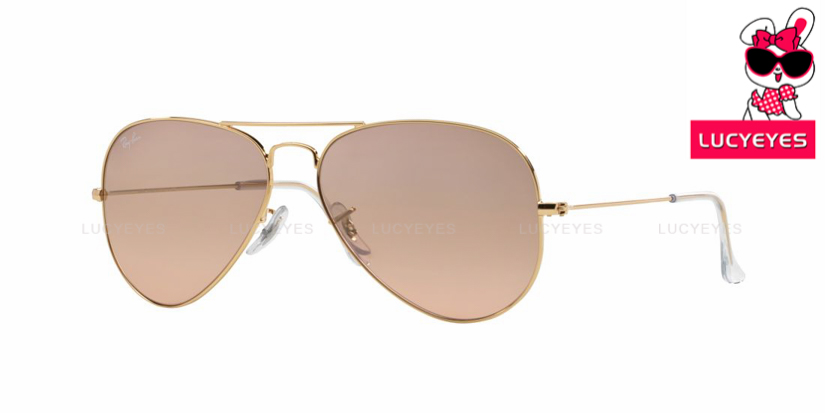 RAYBAN RB3025 001/3E AVIATOR Size 55,58,62 กรอบทอง เลนส์ชา ชมพูไล่สี
