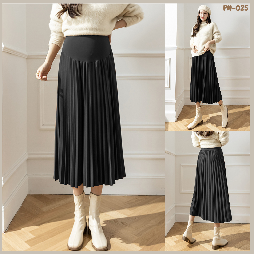 กระโปรงแฟชั่นคุณแม่ จีบรอบ ผ้ายืดตัว ทิ้งตัวทรงสวยยับยาก มีผ้าพยุงครรภ์ มีสายปรับขนาดครรภ์ ไม่อึดอัดเลยค่ะรุ่นนี้ M,L,XL,XXL