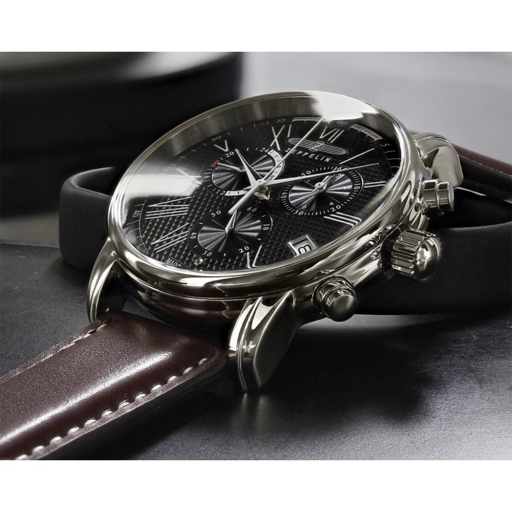 Zeppelin 7694-2 นาฬิกาผู้ชาย Zeppelin Model 7694-2, Series LZ127 Transatlantic Quartz Men's Watch Made In Germany