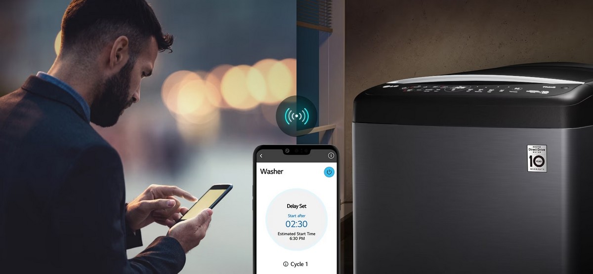 [ผ่อน0%10ด] LG เครื่องซักผ้าฝาบน TV2518DV7B Inverter Direct Drive 18 kg ควบคุมสั่งงานผ่านสมาร์ทโฟน (ชลบุรีส่งฟรี)