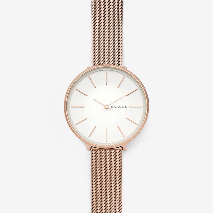 Skagen SKW2726 นาฬิกาผู้หญิง Skagen รุ่น SKW2726, Karolina Rose-Tone Silk-Mesh Quartz Women's Watch